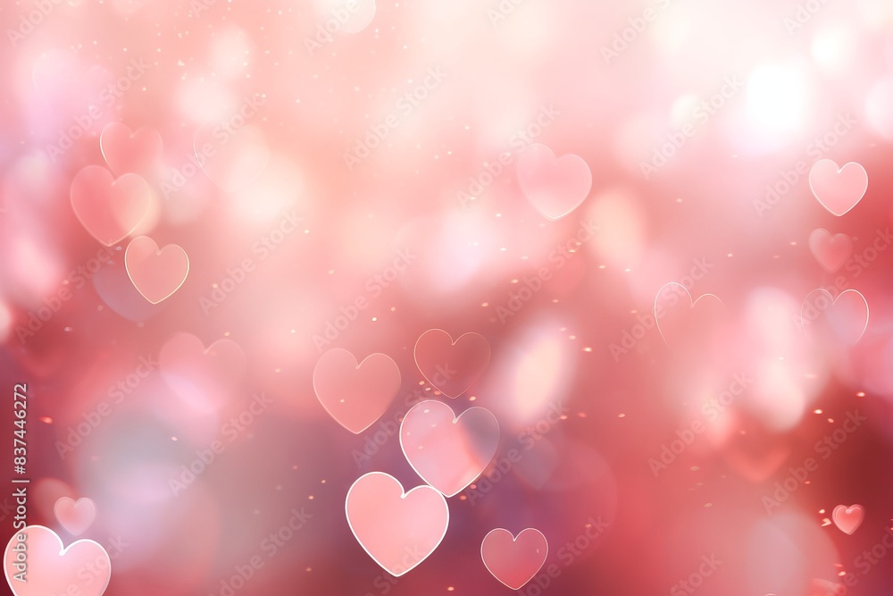 Abstract pink and red heart-shaped bokeh background, perfect for Valentine's Day, love, romance, or wedding themes.