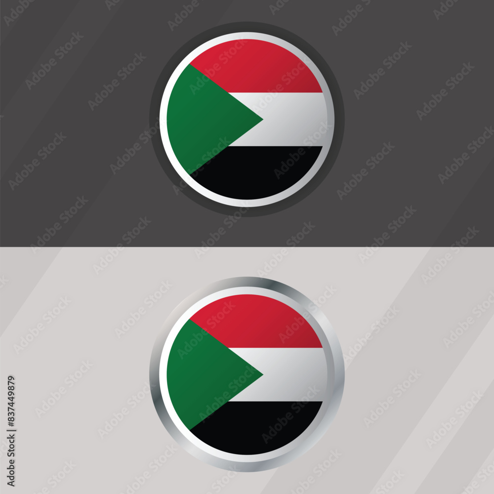 Vector Sudan Round Flag Template
