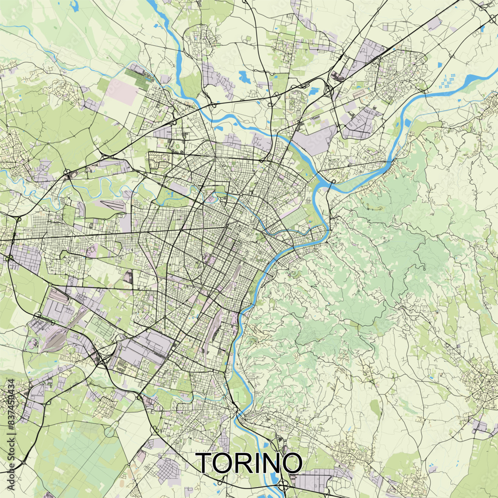 Fototapeta premium Torino, Italy map poster art