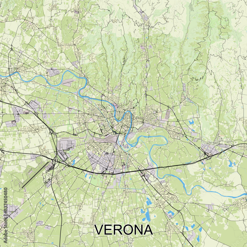 Verona, Italy map poster art Verona, Italy map poster art
