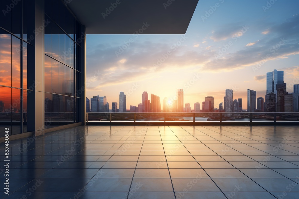 empty space rooftop with sunset at business office building urban view empty space rooftop with sunset at business office building urban view