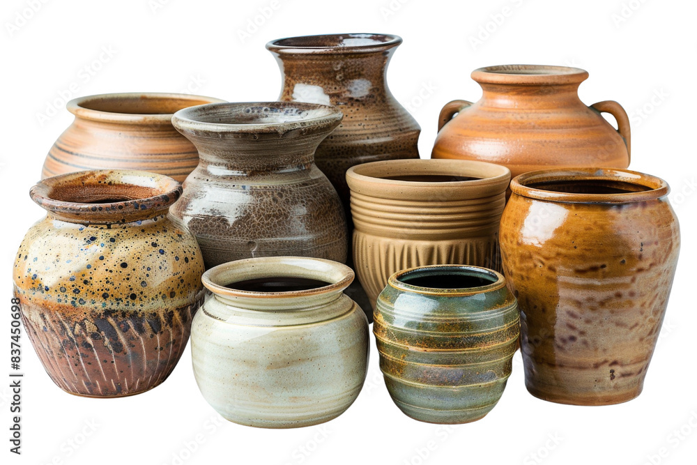 A collection of colorful ceramic pots with various designs and textures, showcased against a white background. A collection of colorful ceramic pots with various designs and textures, showcased against a white background.