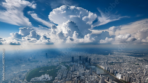 空 雲 cloud sunny sky 夏の青空 積乱雲 東京の上空 航空写真