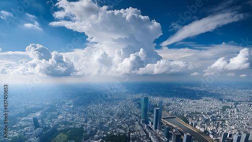 空 雲 cloud sunny sky 夏の青空 積乱雲 東京の上空 航空写真