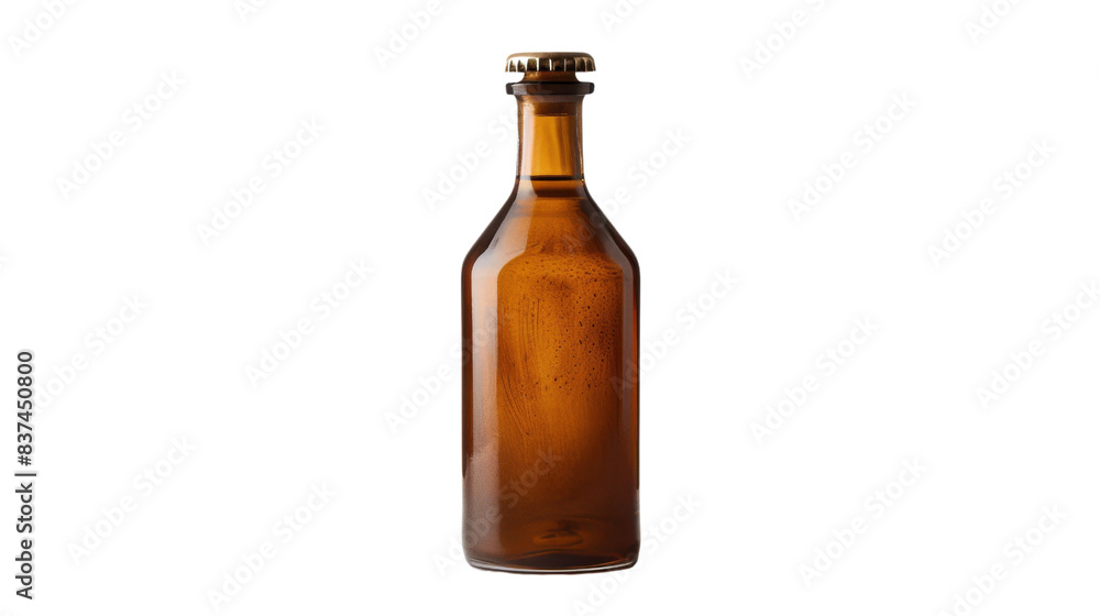 Empty amber glass bottle isolated on a white background, suitable for beverages, medicines, and essential oils, displaying minimalistic design. Empty amber glass bottle isolated on a white background, suitable for beverages, medicines, and essential oils, displaying minimalistic design.