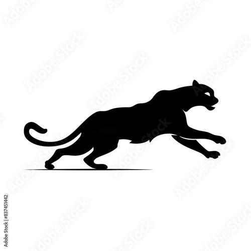 Black Silhouette of Running Cheetah  Simple and Clean