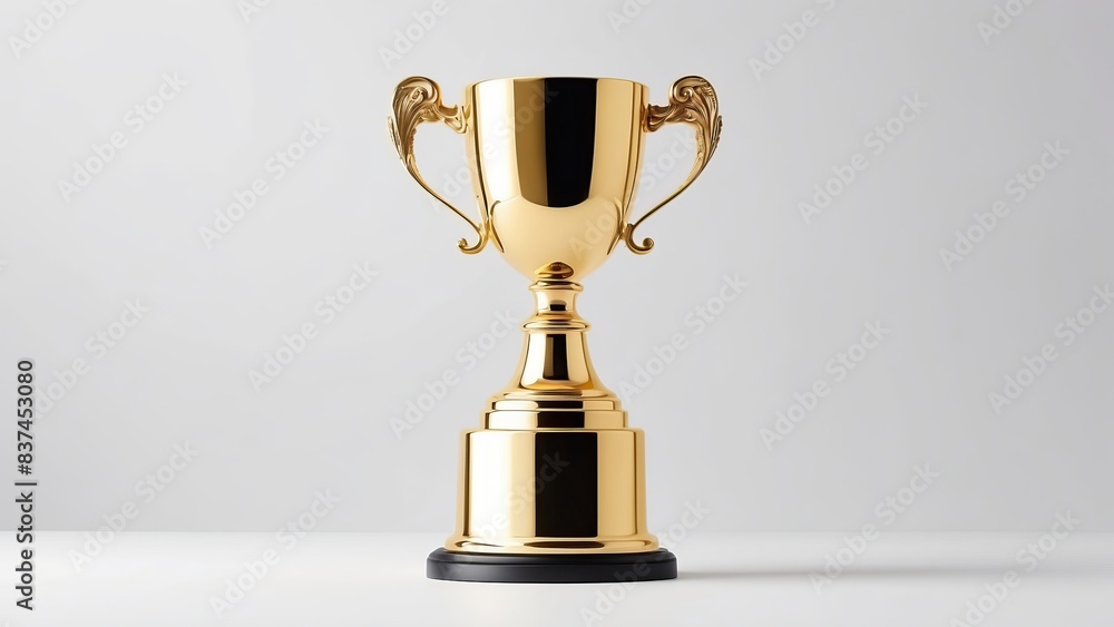 Golden minimalist trophy on white background, perfect for award ceremonies Golden minimalist trophy on white background, perfect for award ceremonies