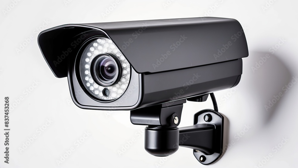 security camera mounted on a white wall, emphasizing surveillance concept security camera mounted on a white wall, emphasizing surveillance concept