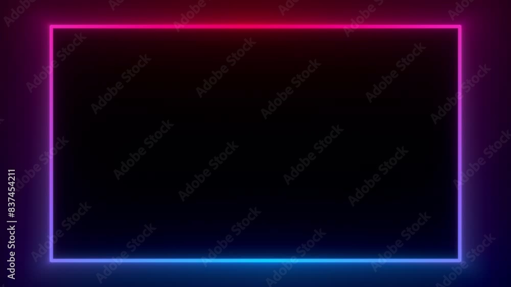 Neon glowing frame. Square laser beams. Fluorescent ultraviolet light. Copy space. Seamless loop Neon glowing frame. Square laser beams. Fluorescent ultraviolet light. Copy space. Seamless loop