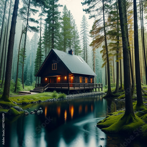 a cabin in a forest 9