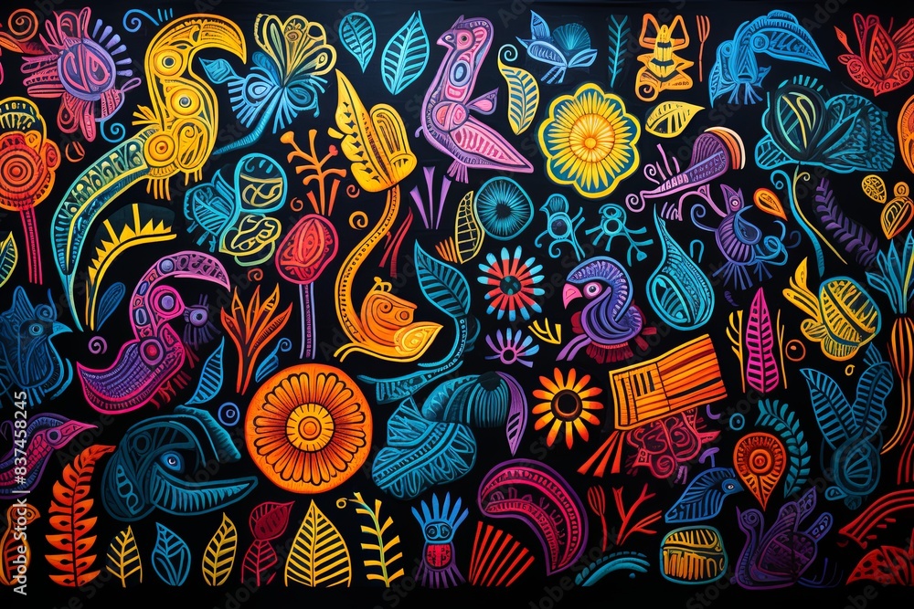 Obraz premium Guna Yala Heritage Unveiled Vibrant Panama Mola Tapestry