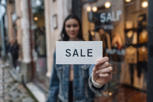 people holding sale sign
