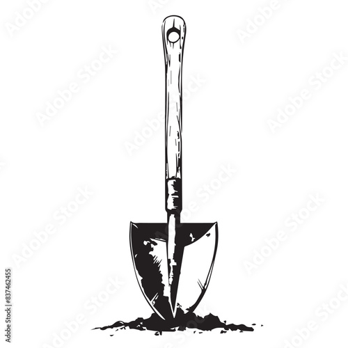 Shovel in cartoon, doodle style . Image for t-shirt, web, mobile apps and ui. Isolated 2d vector illustration in logo, icon, sketch style, Eps 10, black and white. AI Generative