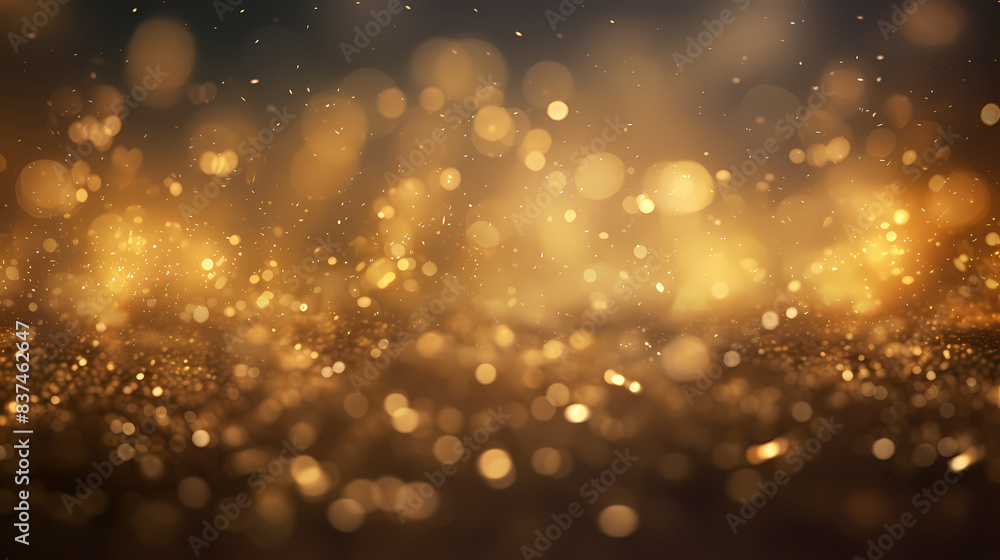 Blurred golden background with bokeh and glitter Blurred golden background with bokeh and glitter