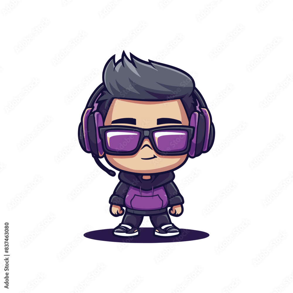GEEK GAMER MASCOT PURPLE DESIGN VECTOR LOGO GEEK GAMER MASCOT PURPLE DESIGN VECTOR LOGO