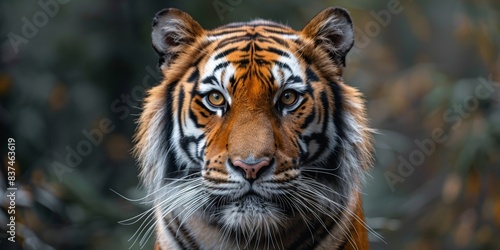 A strikingly detailed and majestic close-up of a Bengal tiger with mesmerizing eyes  highlighting the beauty and strength of wildlife in their natural habitat