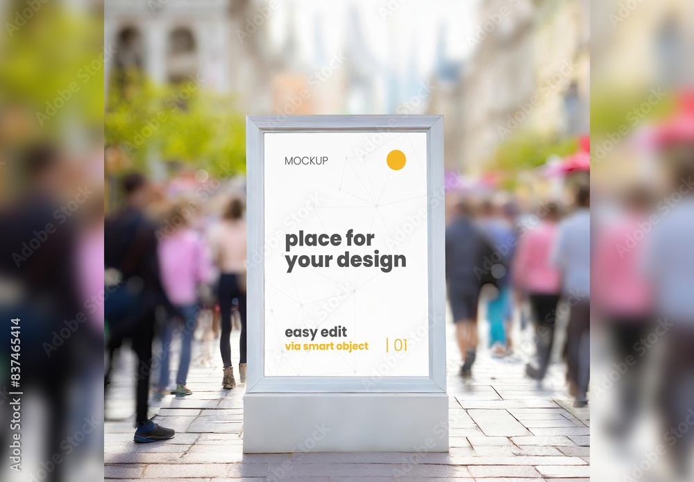 Pedestrian Walk Road Billboard Mockup Generative Ai Stock Template ...