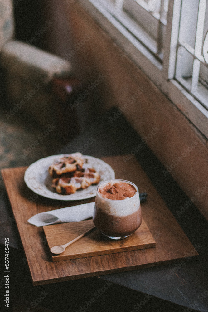Ice chocolate with waffles icing Ice chocolate with waffles icing