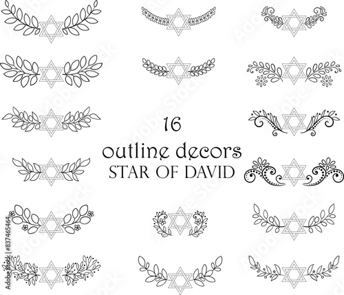 Outline decors of star of David set