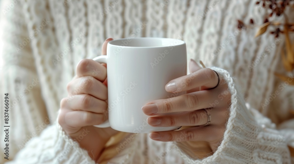 The warmth and comfort of holding a hot mug, possibly filled with coffee or tea, on a cold day. The warmth and comfort of holding a hot mug, possibly filled with coffee or tea, on a cold day.