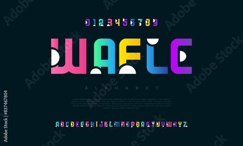 Wallpaper Mural Wafle creative geometric modern urban alphabet font. Digital abstract futuristic, fashion, sport, minimal technology typography. Simple numeric vector illustration Torontodigital.ca