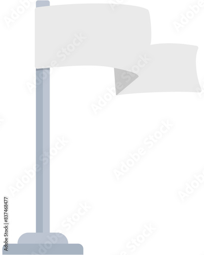 Cute cartoon illustration of white flag isolated on white background. photo