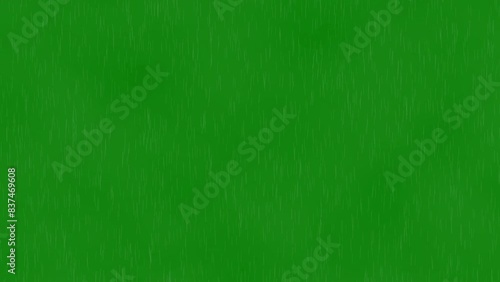 Rain with thunderstorm on green screen. Clouds accompanied by lightning strikes heavy rain, thunderstorms on a green screen	