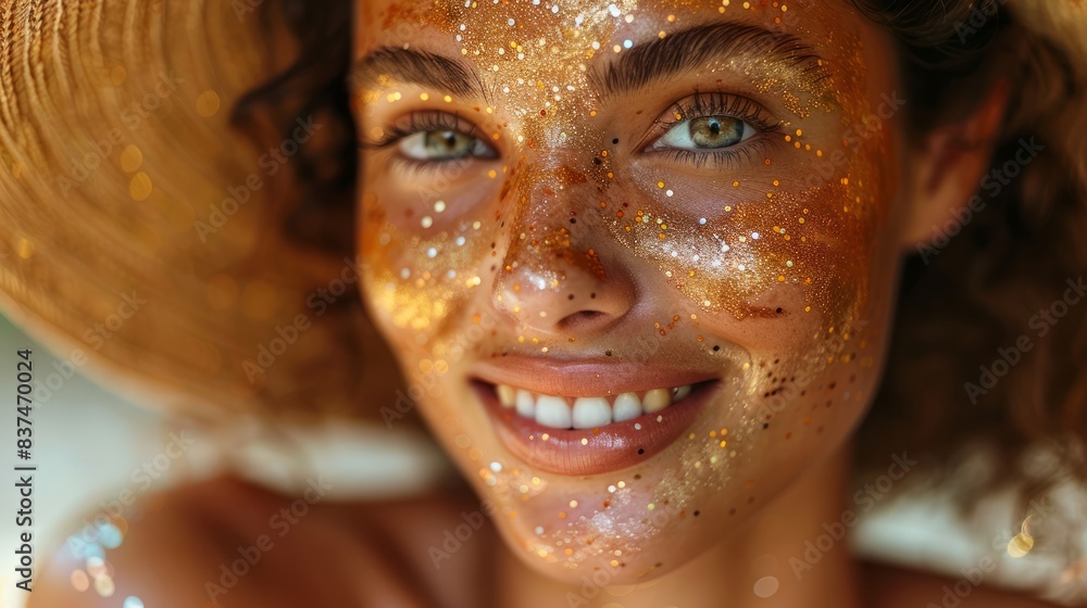 A beautiful European girl at full height, her body shimmering in silver, and her face clean with a golden glow, creating a striking and elegant appearance. A beautiful European girl at full height, her body shimmering in silver, and her face clean with a golden glow, creating a striking and elegant appearance.