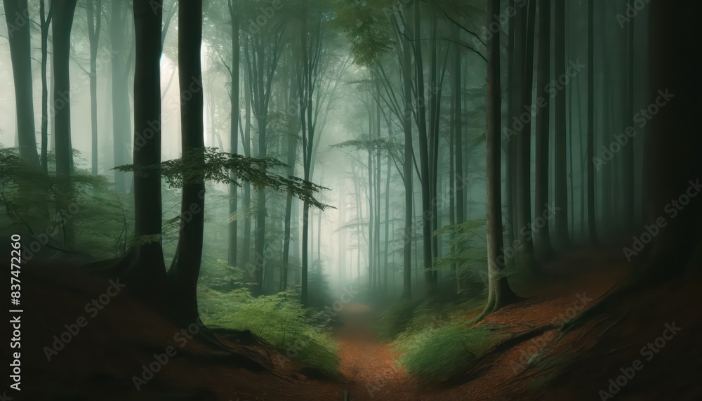 Serene Foggy Forest Path Serene Foggy Forest Path