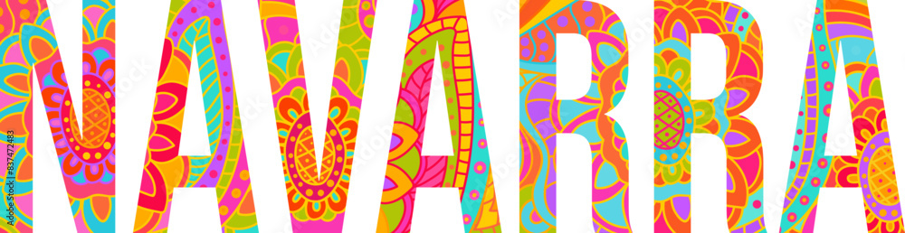 Navarra region flora doodlel pattern text title design Navarra region flora doodlel pattern text title design