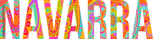 Navarra region flora doodlel pattern text title design