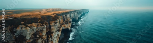 Majestic cliffs with ocean view, blurred background,