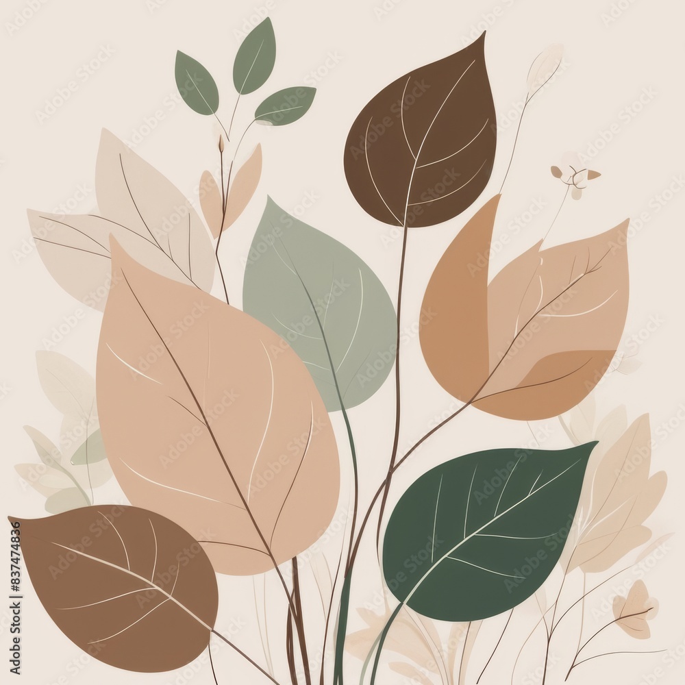 minimalist illustration of leaves and flowers minimalist illustration of leaves and flowers