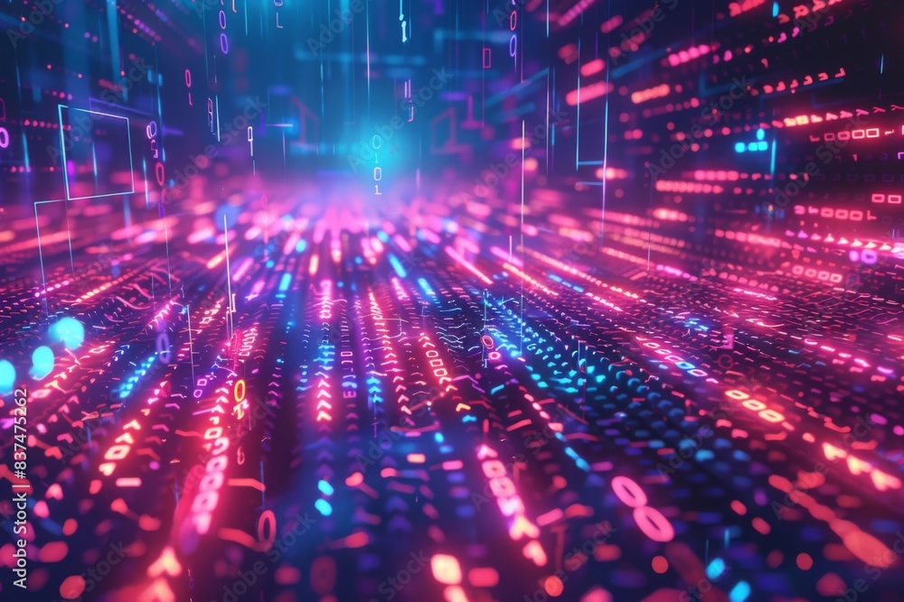 Obraz premium Digital Binary Technology Background created with Generative AI