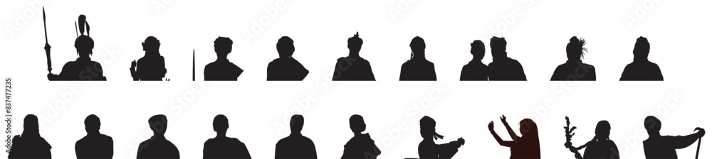 Fototapeta premium indian different state traditional people dress avatar profile set silhouette