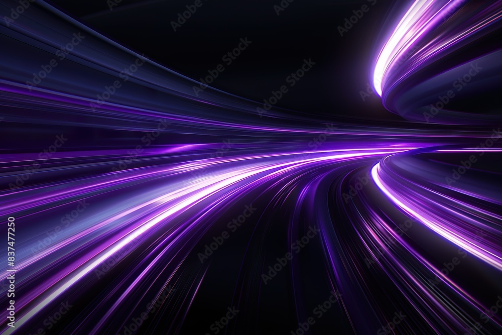 3d Render, Blue purple light line through dark background, hyper speed warp in space 3d Render, Blue purple light line through dark background, hyper speed warp in space
