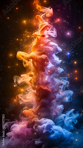 Captivating image of colorful smoke swirling in vibrant hues  ideal for abstract designs  artistic backgrounds  and creative projects.