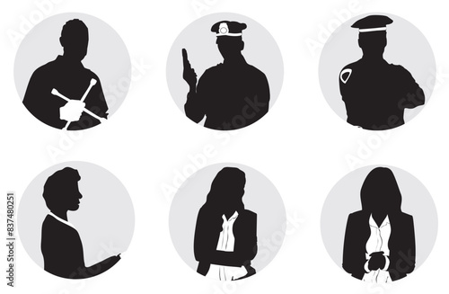 occupation avatar profile silhouette set  profession