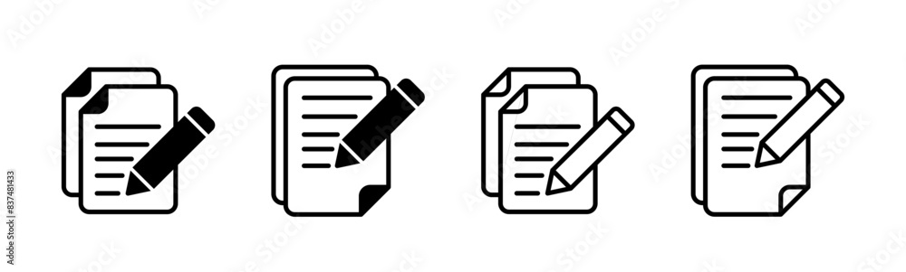 Note icon set. notepad icon vector. edit file. write icon Note icon set. notepad icon vector. edit file. write icon