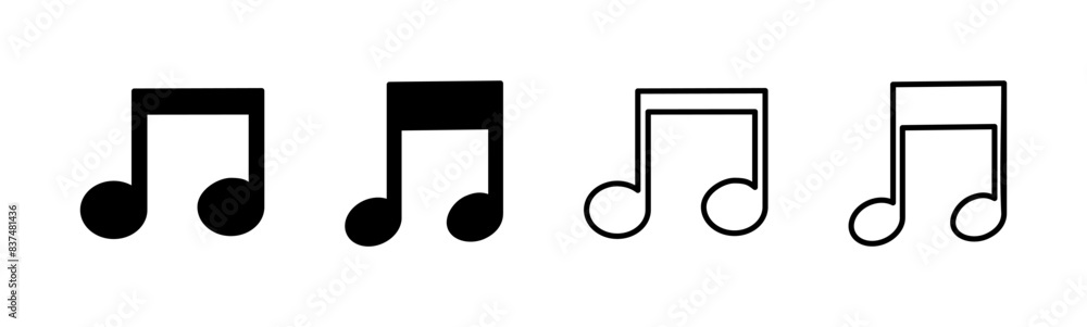 Music icon set. note music icon vector. tone icon Music icon set. note music icon vector. tone icon