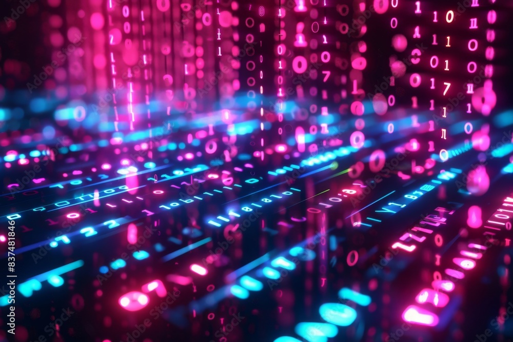 Digital Binary Technology Background created with Generative AI Digital Binary Technology Background created with Generative AI