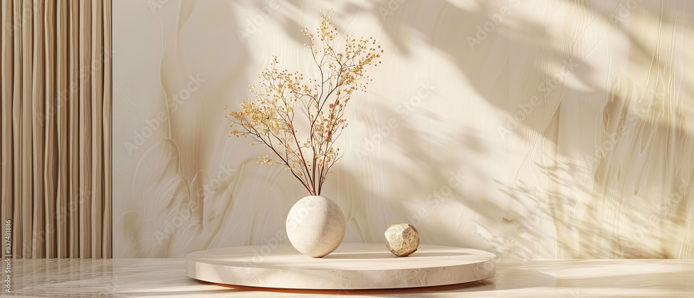Elegant podium with a sharp focus on the showcased item Elegant podium with a sharp focus on the showcased item