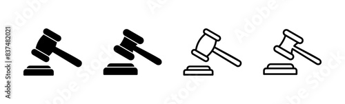 Gavel icon set. judge gavel icon vector. law icon vector. auction hammer