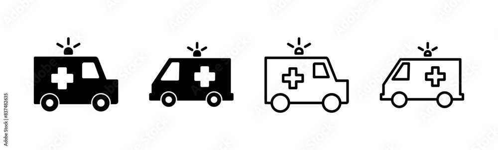 Ambulance icon set. ambulance truck icon vector. ambulance car Ambulance icon set. ambulance truck icon vector. ambulance car