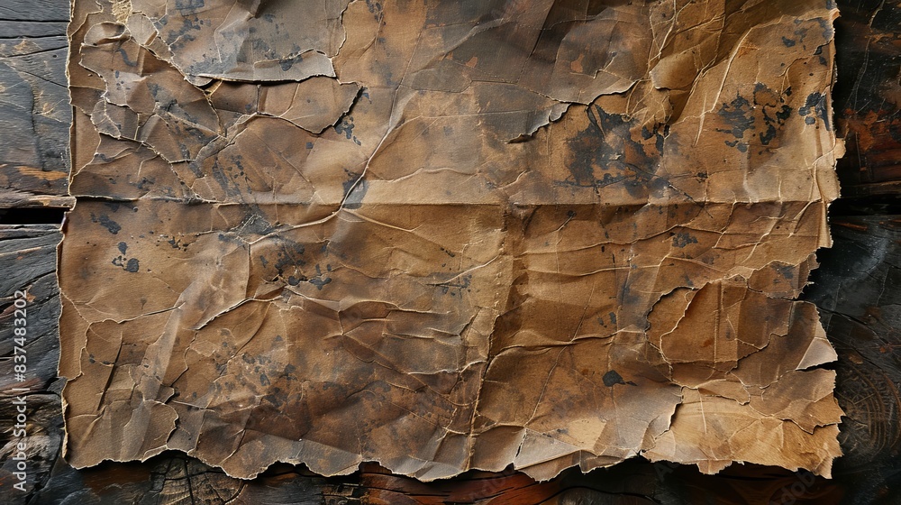 Rustic old brown paper, rough texture with visible creases and worn spots, perfect for historical document backgrounds Rustic old brown paper, rough texture with visible creases and worn spots, perfect for historical document backgrounds