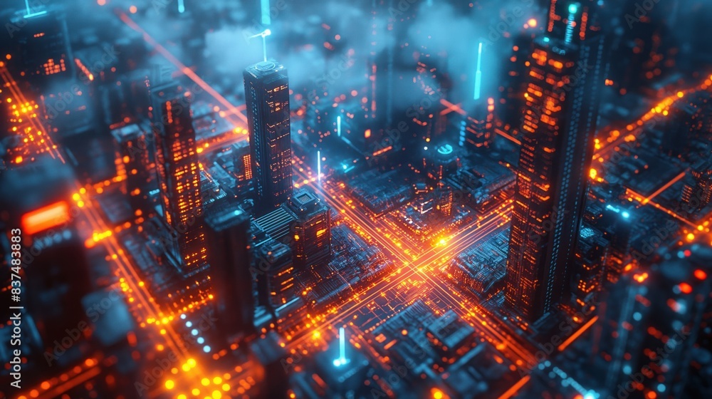 Futuristic City with Neon Lights Futuristic City with Neon Lights