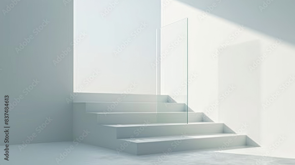Clear Geometric Glass Podium with Steps and Light Clear Geometric Glass Podium with Steps and Light