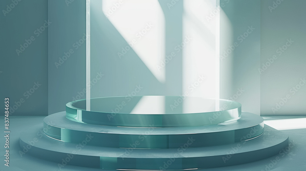 Clear Geometric Glass Podium with Multiple Steps Clear Geometric Glass Podium with Multiple Steps