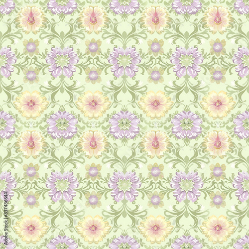 Floral variety color, form natural, seamless fabric pattern.