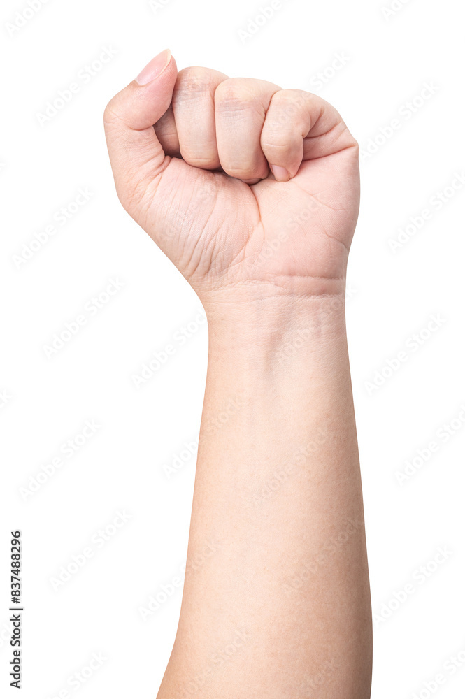 Male showing fist hand isolated on a white background. Male showing fist hand isolated on a white background.